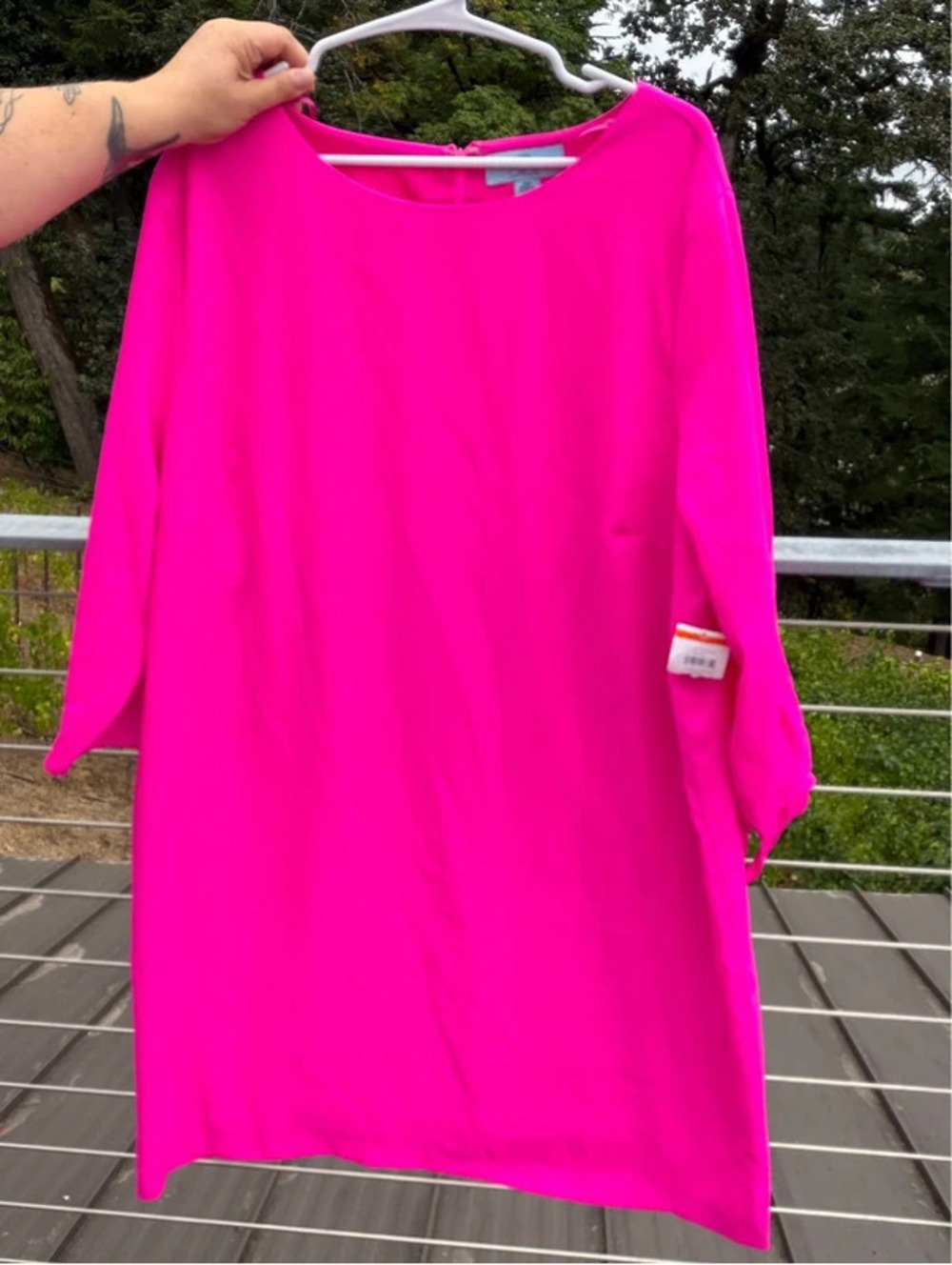 NWOT CeCe bright pink 3/4 sleeve knee length dress 20W